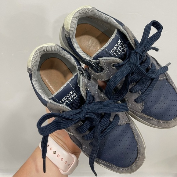 Geox Kids Lace-Up Side Zip Perforated Sneaker Blue - Picture 6 of 9